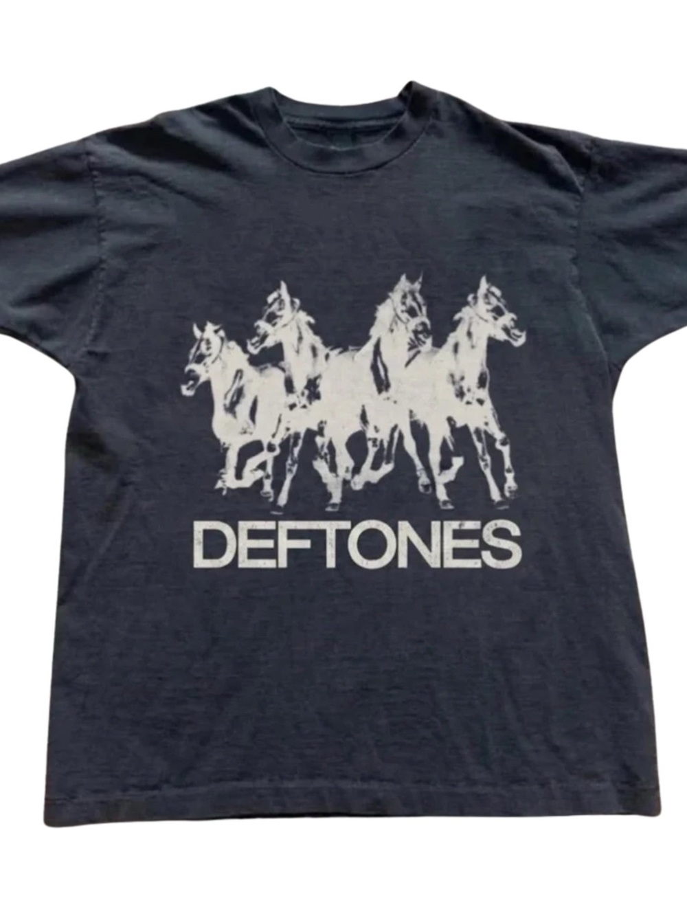 Gildan Black Tee with White Deftones Horse Graphic